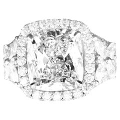 Bague de fiançailles 18 carats avec diamant taille émeraude certifié GIA de 7,02 carats