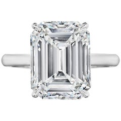 GIA Certified 7.02 Carat Emerald Cut Diamond Engagement Ring