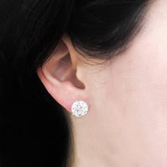 GIA Certified 7.02 Carat TW F VS2 Round Diamond Stud Earrings
