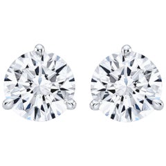 GIA Certified 7.02 Carat TW F VS2 Round Diamond Stud Earrings