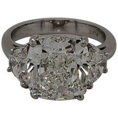 GIA Certified 7.03 Carat Cushion Cut Diamond J SI2 Three-Stone Ring