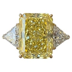 GIA Certified 7.03 Carat Fancy Yellow Internally Flawless Diamond Ring