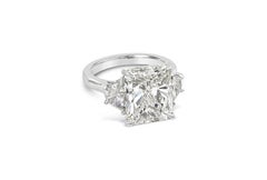 GIA Certified 7.03 Carats Radiant Cut Diamond Three-Stone Engagement Ring