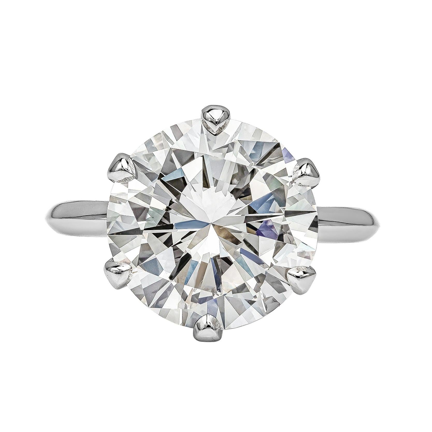 Bague de fiançailles solitaire en diamant taille ronde de 7.03 carats certifié par le GIA en vente