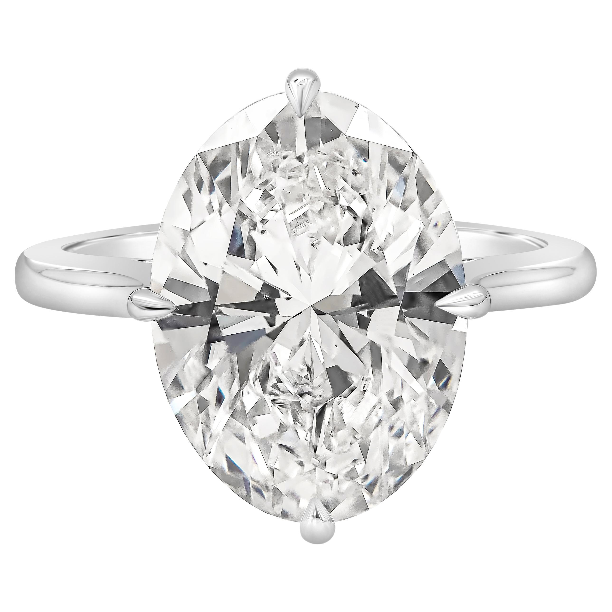 GIA Certified 7.04 Carat Oval Cut Diamond Solitaire Engagement Ring For ...
