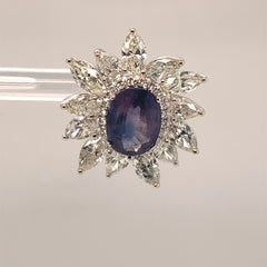 GIA Certified 7.05 Carat Blue Kashmir Sapphire Diamond Earrings in 18K Gold