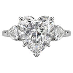 GIA Certified 7.06 Carat Heart Shape Diamond Three-Stone Ring (bague à trois pierres en forme de cœur)