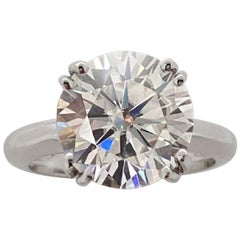 GIA Certified 5 Carat Round Brilliant Cut Diamond Platinum Solitaire Ring