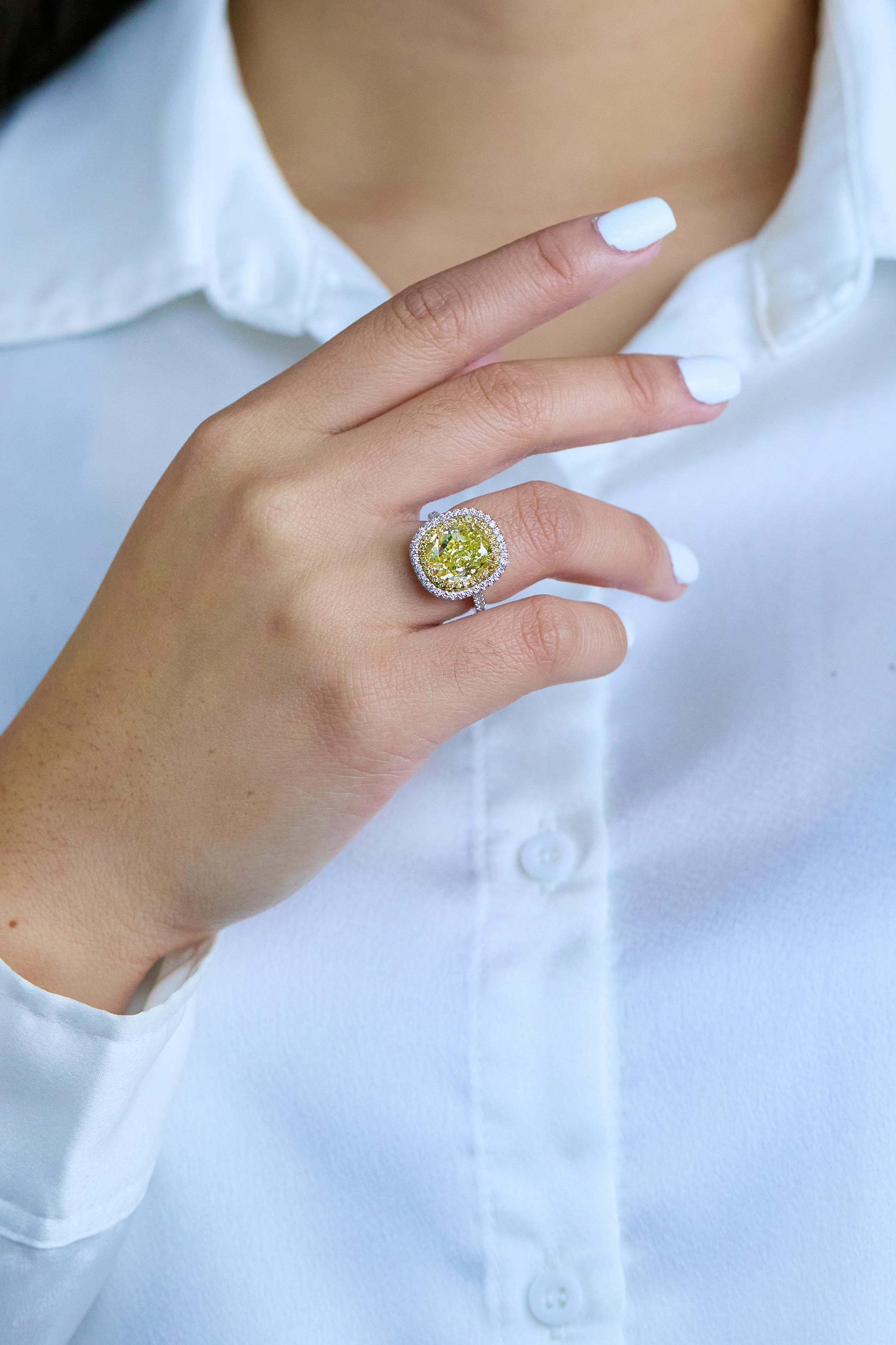 double halo yellow diamond ring