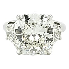 GIA Certified 7.08 Carat Cushion Cut Three-Stone Ring