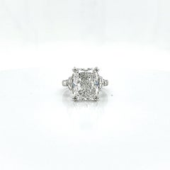 GIA Certified 7.08 Carat Radiant Cut Diamond Three Stone Ring