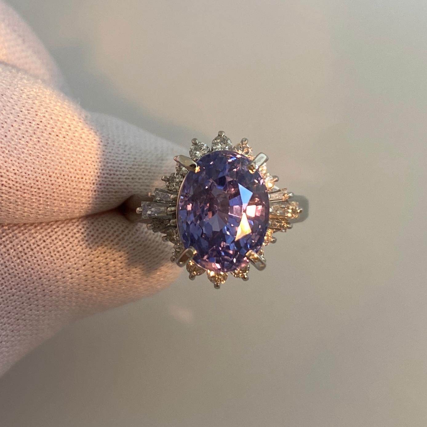 GIA Certified 7.08 Carat Untreated Color Change Sapphire & Diamond Cocktail Ring 5
