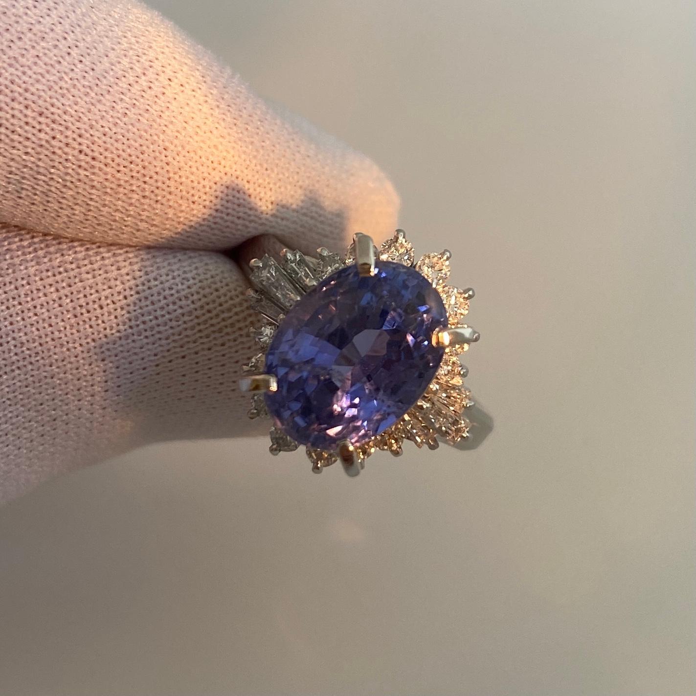 GIA Certified 7.08 Carat Untreated Color Change Sapphire & Diamond Cocktail Ring 7