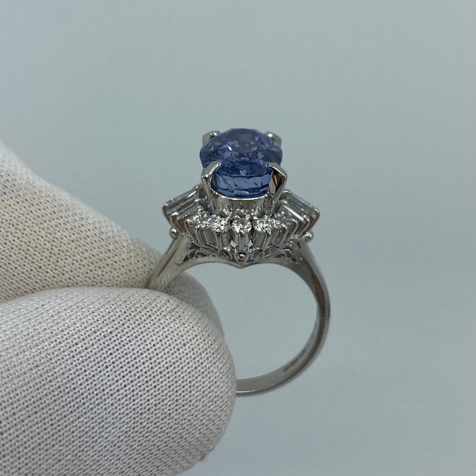GIA Certified 7.08 Carat Untreated Color Change Sapphire & Diamond Cocktail Ring For Sale 4