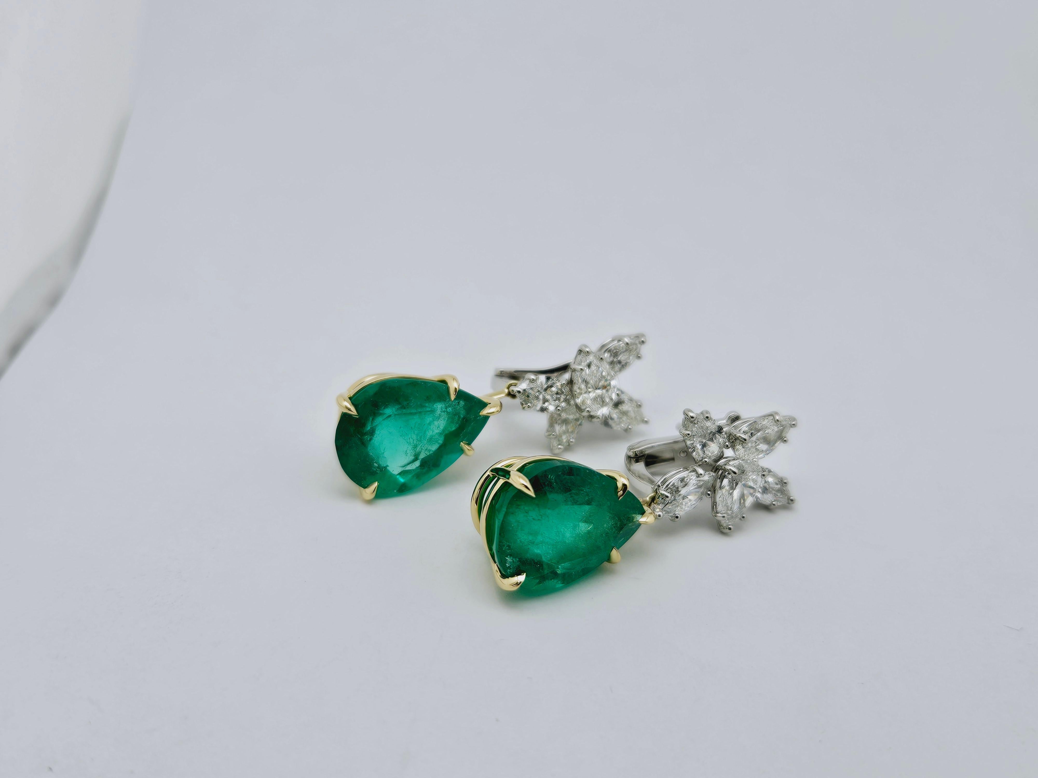Boucles d'oreilles en grappe d'émeraudes de Colombie certifiées GIA 5,86 carats et 7,08 carats Neuf - En vente à New York, NY