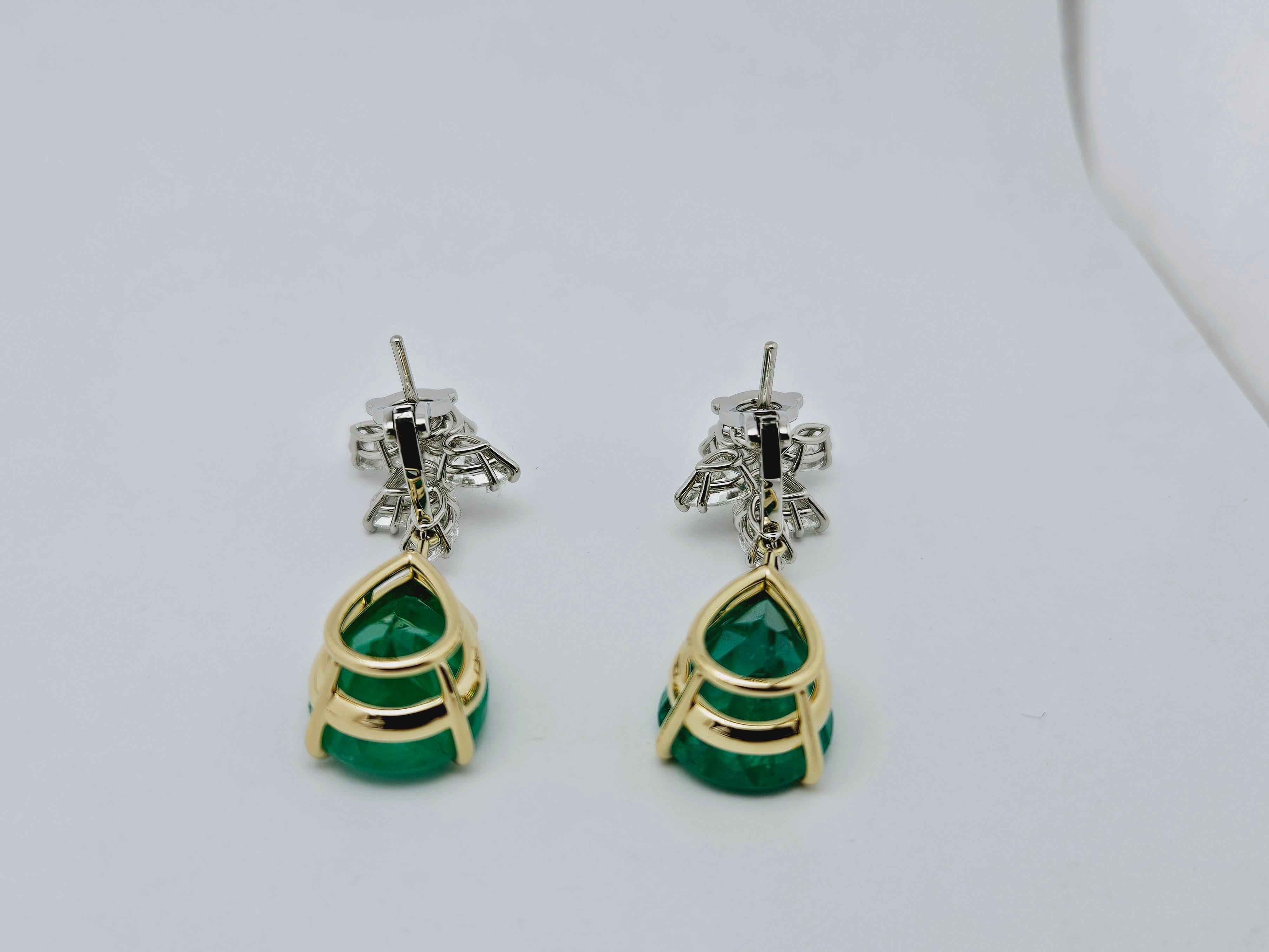 Boucles d'oreilles en grappe d'émeraudes de Colombie certifiées GIA 5,86 carats et 7,08 carats Pour femmes en vente