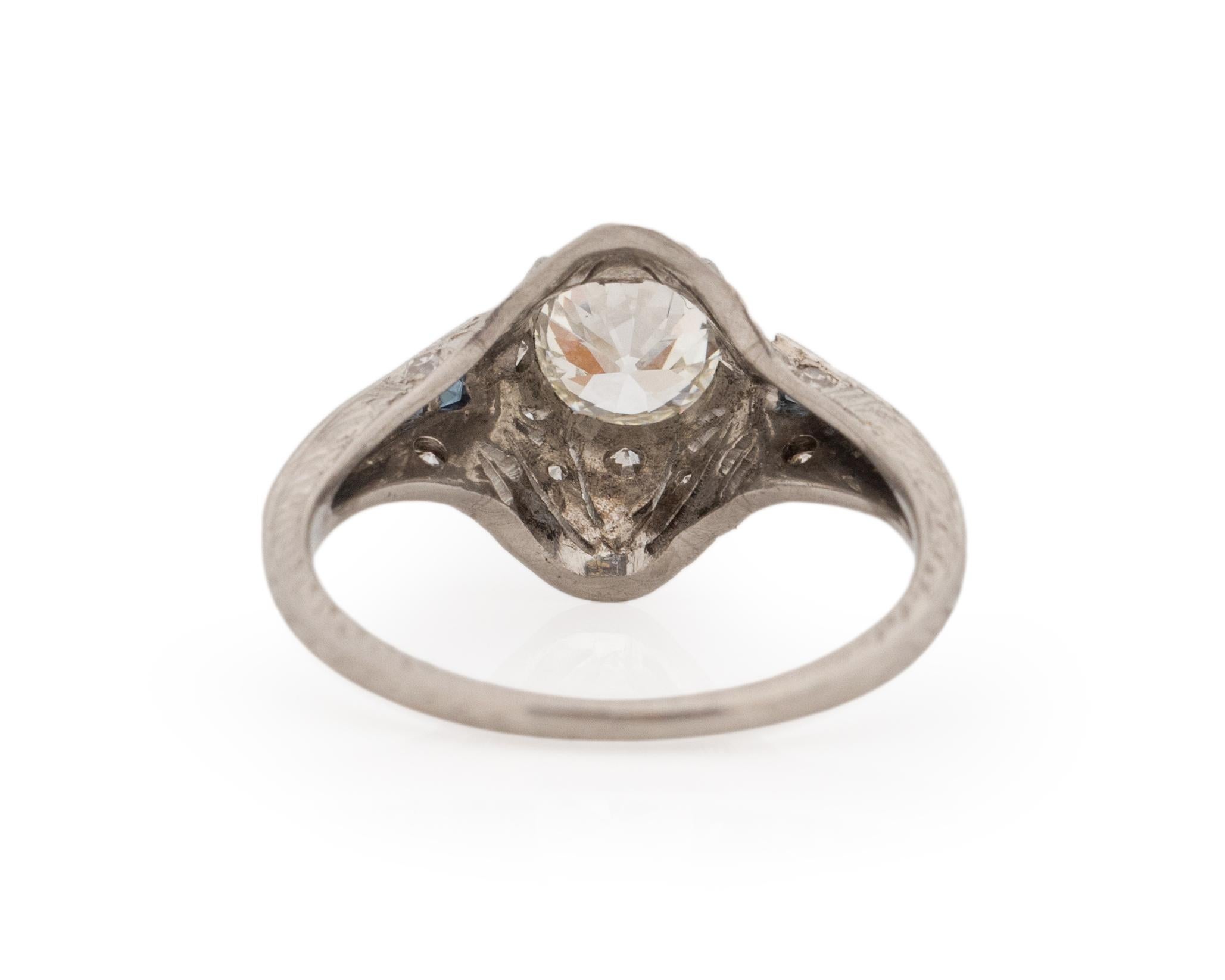 GIA Certified .71 Carat Art Deco Diamond Platinum Engagement Ring In Good Condition For Sale In Atlanta, GA