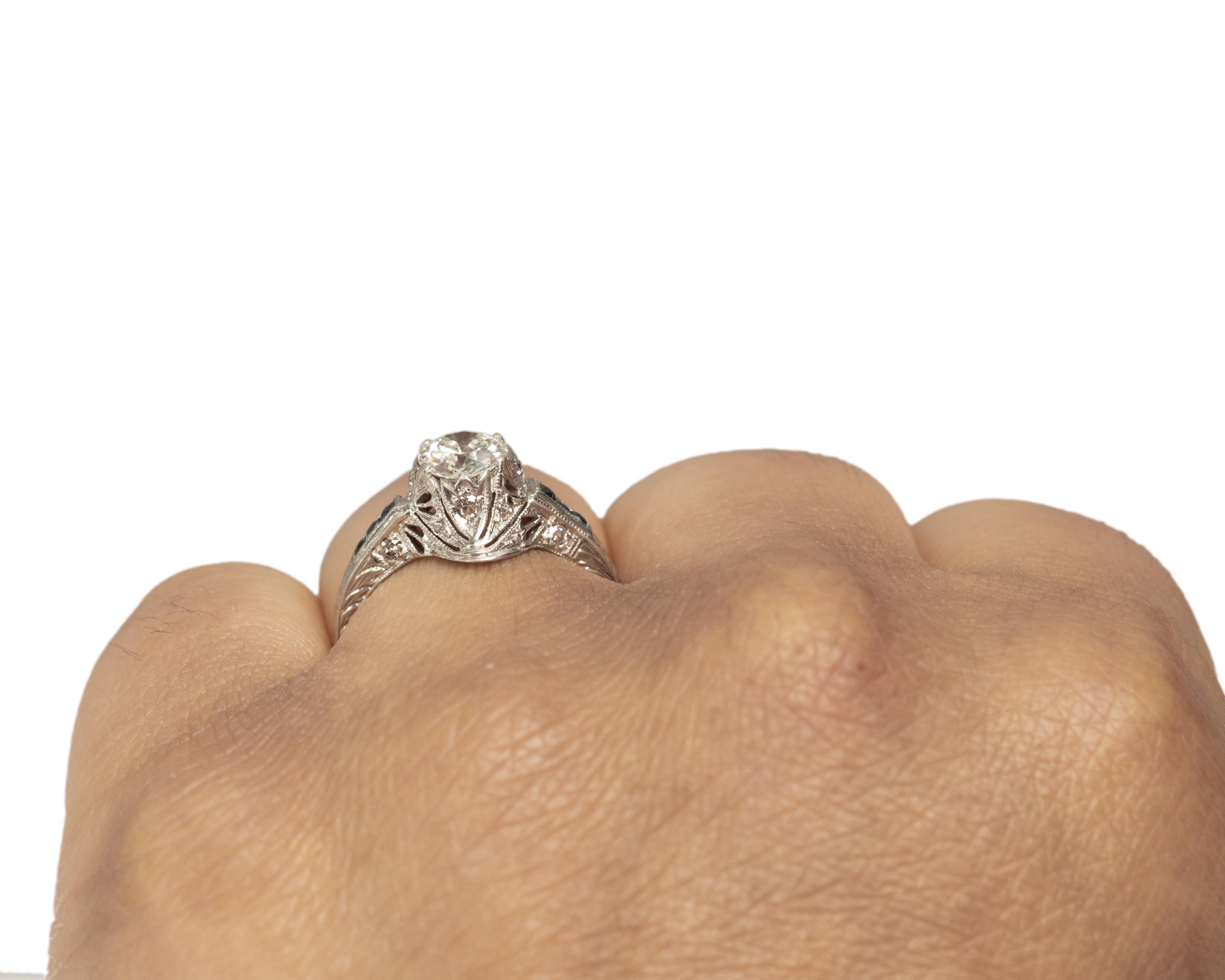 GIA Certified .71 Carat Art Deco Diamond Platinum Engagement Ring For Sale 1