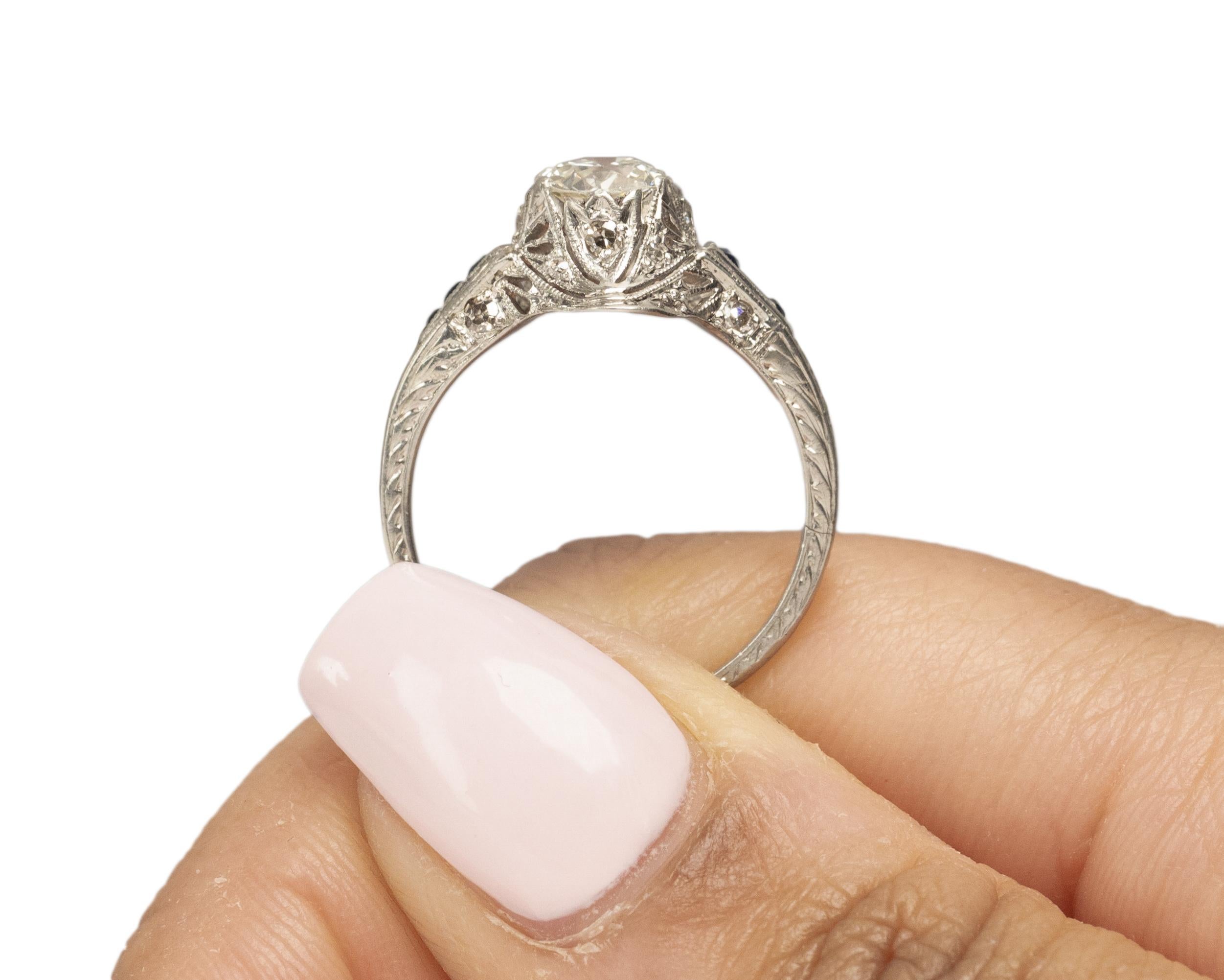 GIA Certified .71 Carat Art Deco Diamond Platinum Engagement Ring For Sale 2