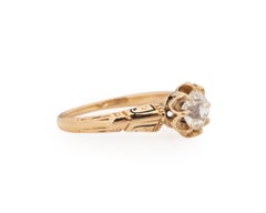 GIA Certified .71 Carat Edwardian Diamond 18 Karat Yellow Gold Engagement Ring