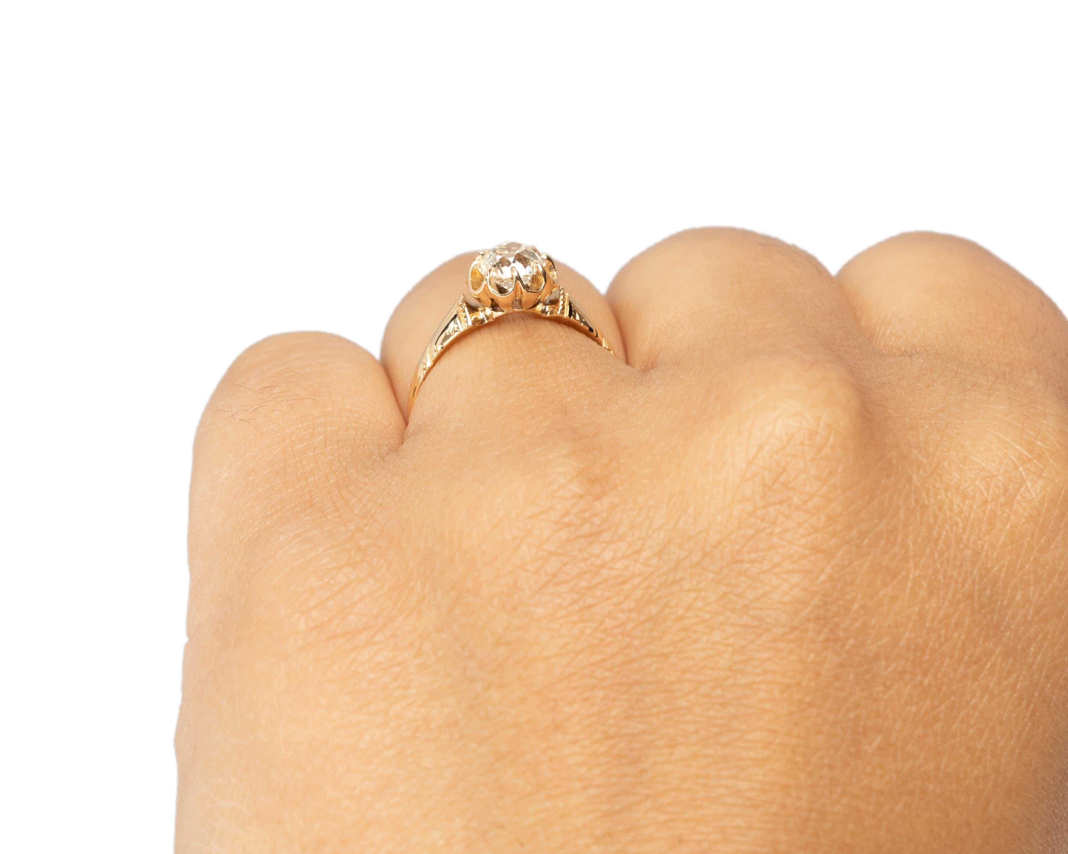 Bague de fiançailles en or jaune 18 carats avec diamant édouardien de 0,71 carat certifié par le GIA Bon état - En vente à Hicksville, NY