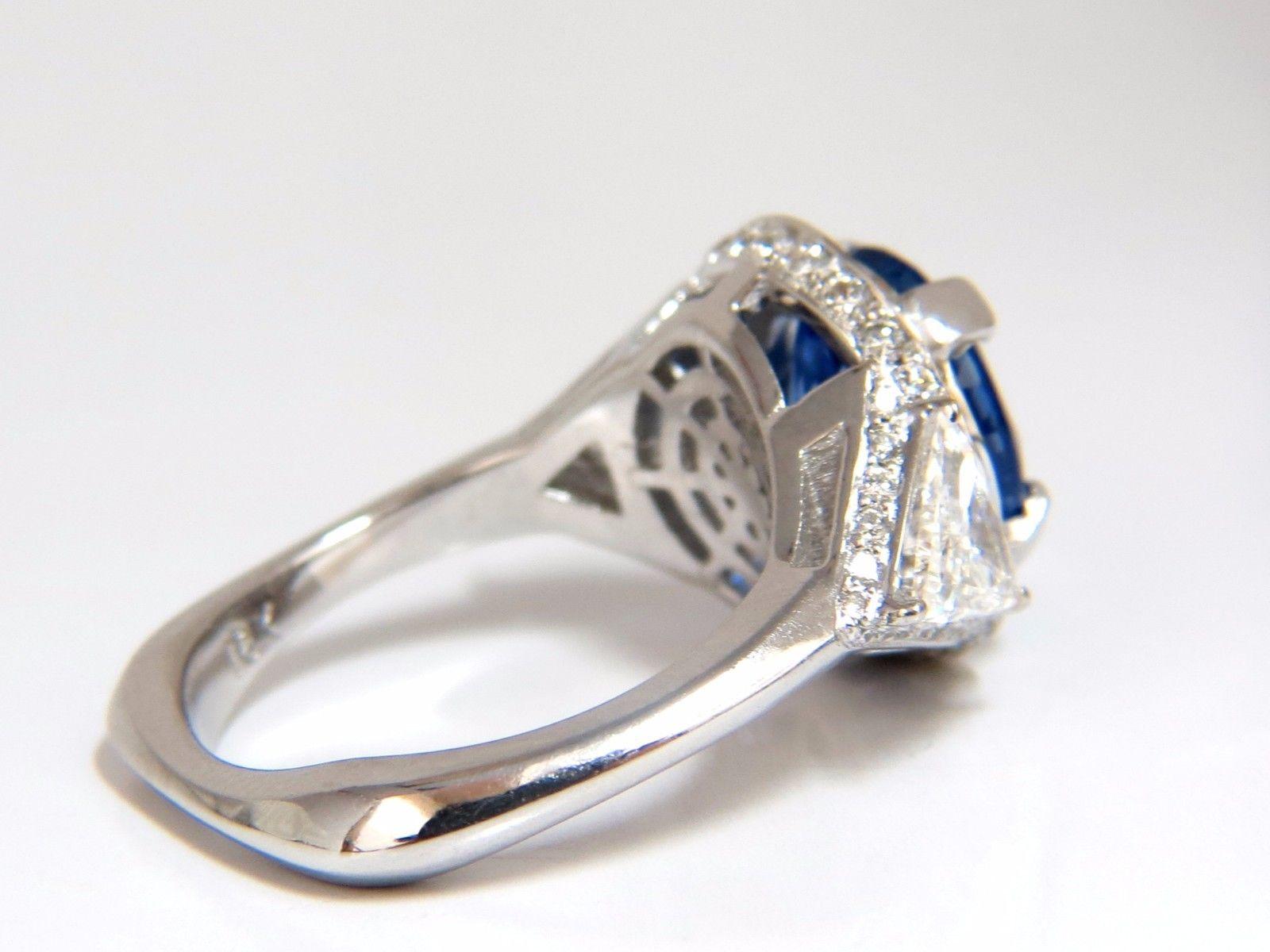 GIA-zertifizierter 7,10 Karat natürlicher unerhitzter Saphir-Diamant-Ring Trilliants Unerhitzter im Zustand „Neu“ im Angebot in New York, NY