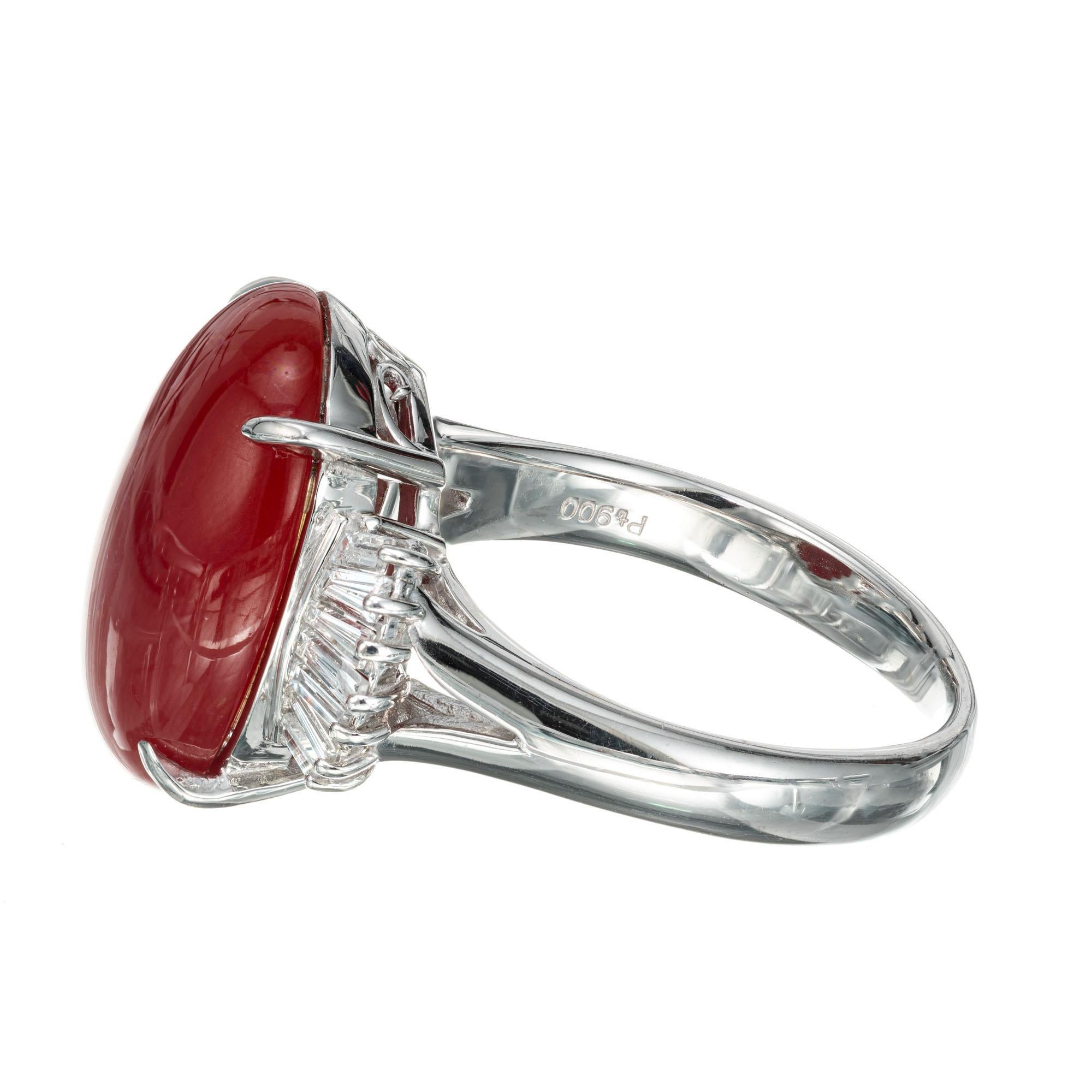 Women's GIA Certified 7.11 Carat Coral Diamond Platinum Ring For Sale