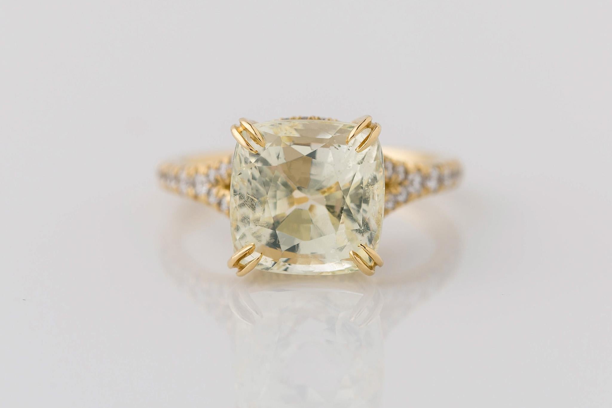 For Sale:  GIA Certified 7.11 Ct. Natural Yellow Sapphire Diamond Split Shank Ring  2