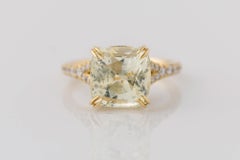 GIA Certified 7.11 Ct. Natural Yellow Sapphire Diamond Split Shank Ring