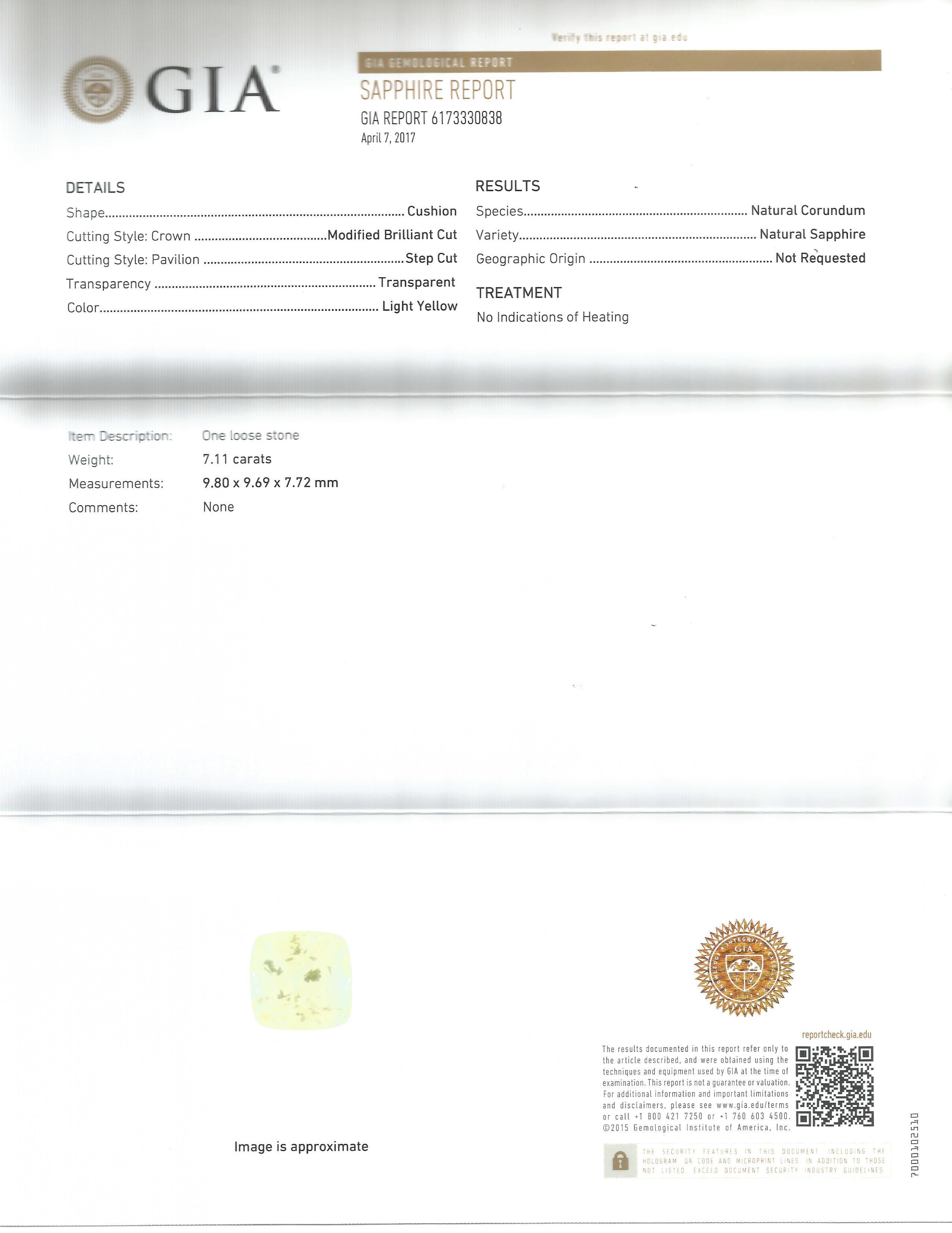 Im Angebot: GIA-zertifizierte 7.11 Karat. Natürlicher Gelber Saphir Diamant Ring mit geteiltem Schaft  () 6