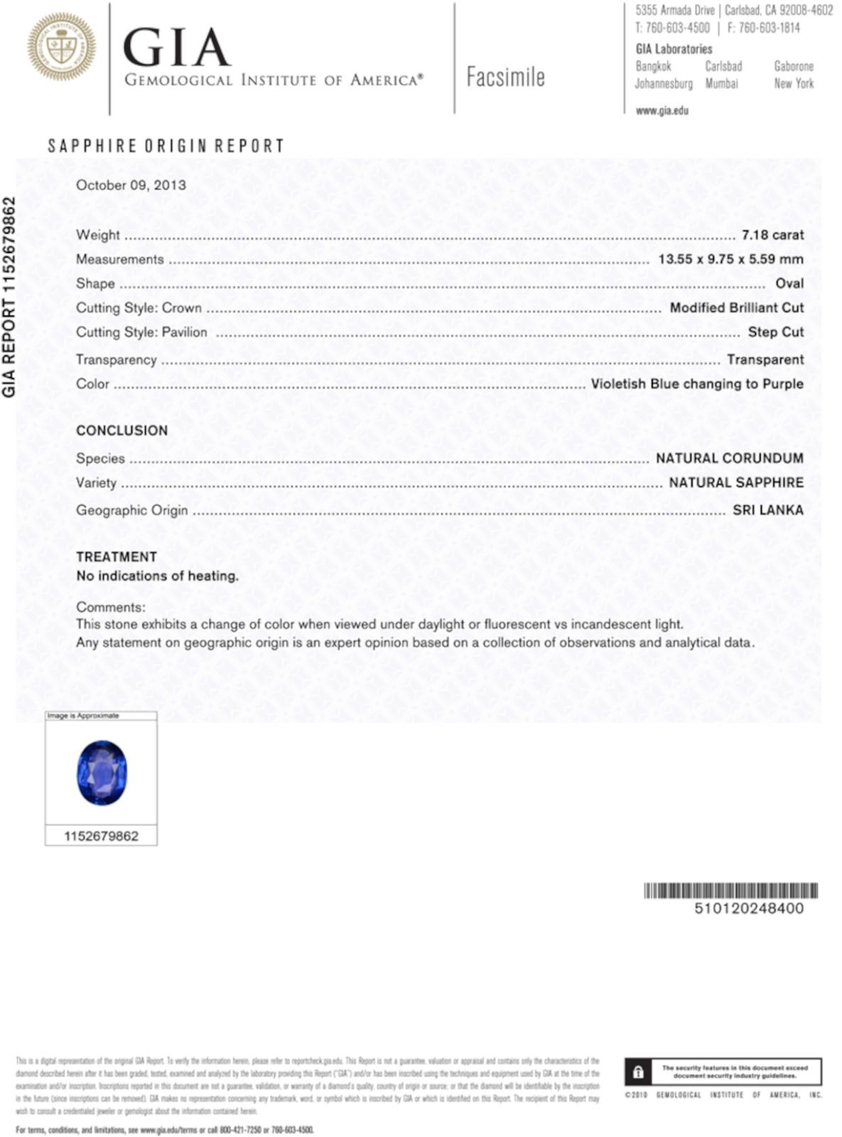 Femenino o masculino GIA Certified 7.18 Carat NO HEAT Blue Sapphire and Diamond Ring en venta