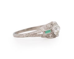 GIA Certified .72 Carat Art Deco Diamond Platinum Engagement Ring