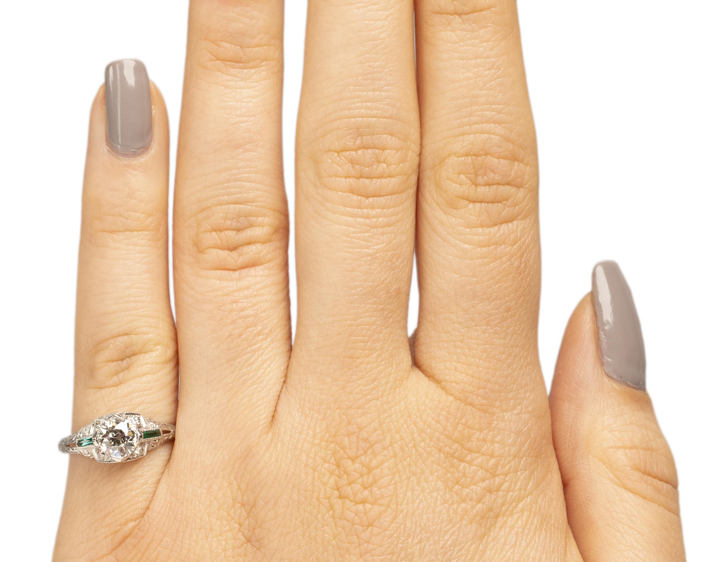 Old European Cut GIA Certified .72 Carat Art Deco Diamond Platinum Engagement Ring For Sale