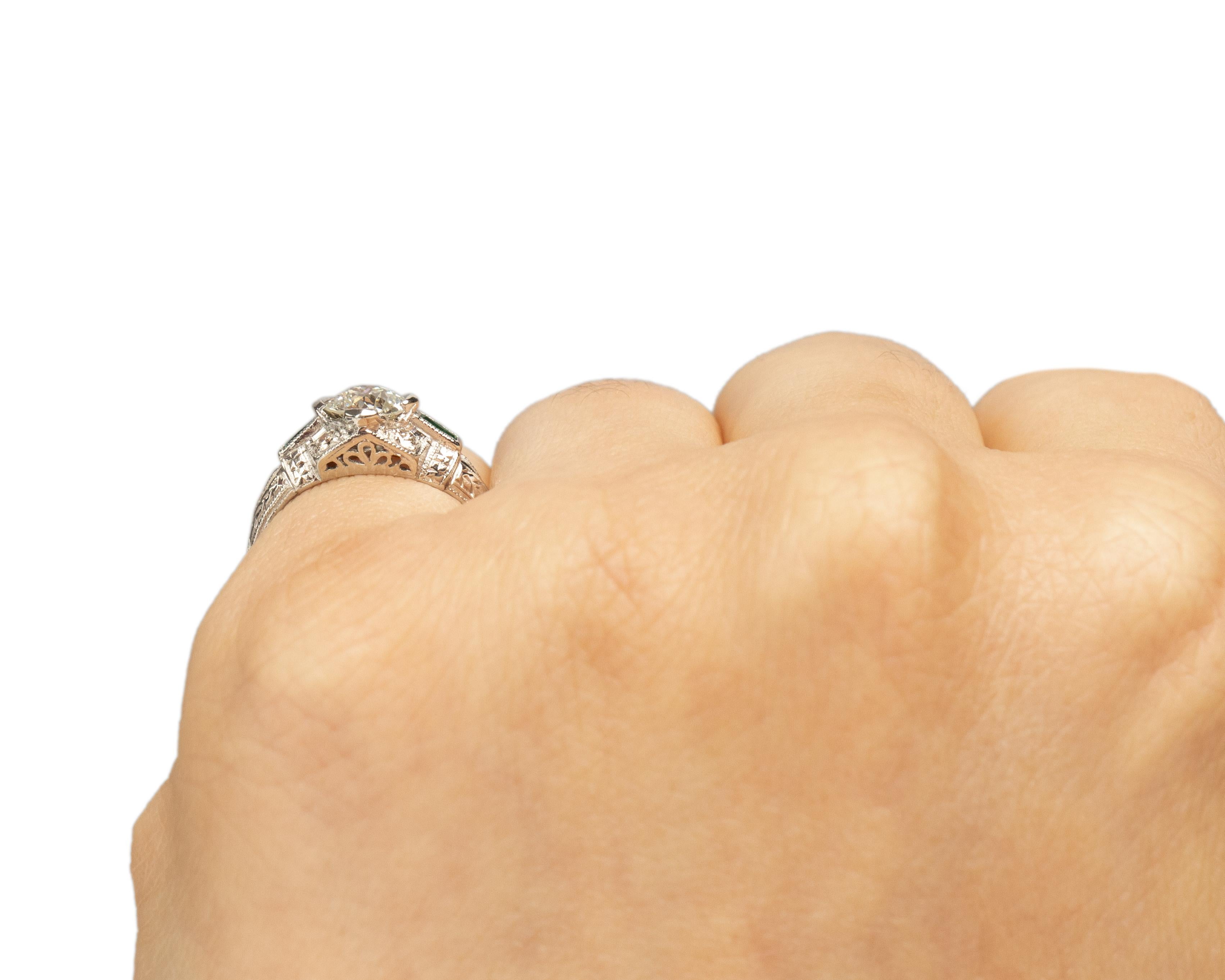 Old European Cut GIA Certified .72 Carat Art Deco Diamond Platinum Engagement Ring For Sale