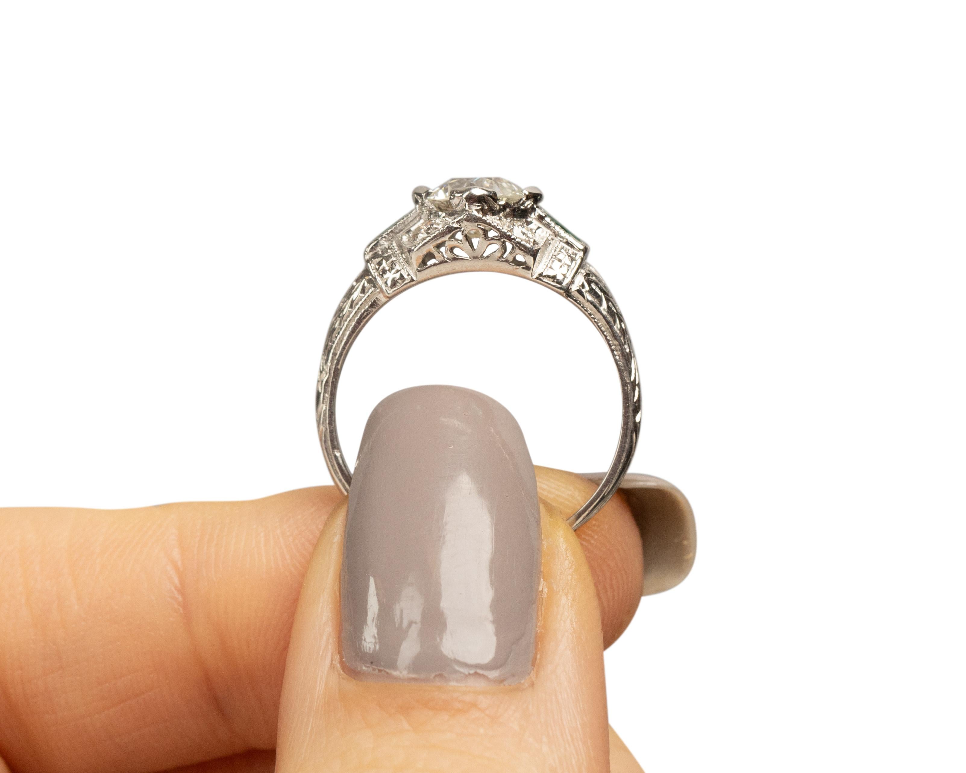 Women's GIA Certified .72 Carat Art Deco Diamond Platinum Engagement Ring For Sale
