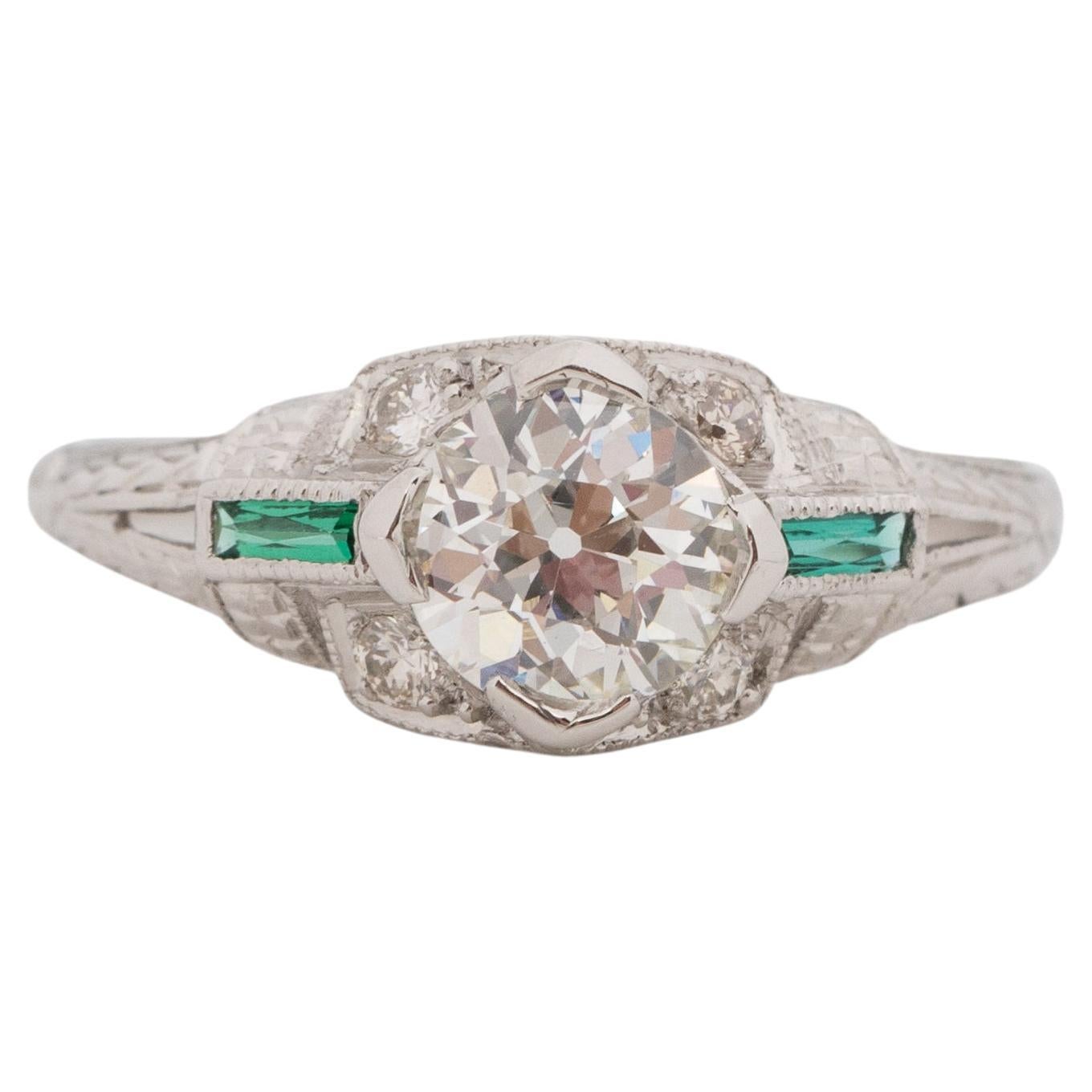 GIA Certified .72 Carat Art Deco Diamond Platinum Engagement Ring For Sale