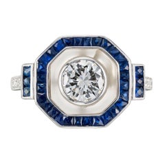 Peter Suchy GIA Certified .72 Carat Diamond Sapphire Platinum Engagement Ring