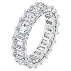 GIA Certified 7.20 Carat Total Emerald Cut Diamond Eternity Wedding Band
