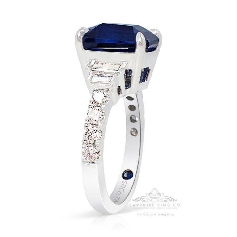 Women's or Men's GIA Certified 7.20 ct Platinum Sapphire Ring, Origin Madagascar Asscher Cut For Sale