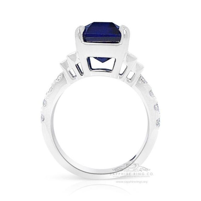 GIA Certified 7.20 ct Platinum Sapphire Ring, Origin Madagascar Asscher Cut For Sale 1
