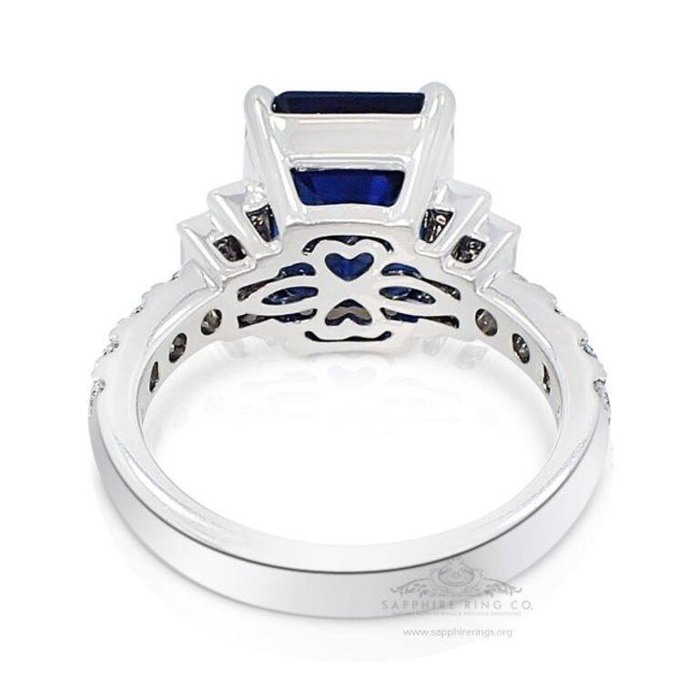 GIA Certified 7.20 ct Platinum Sapphire Ring, Origin Madagascar Asscher Cut For Sale 2