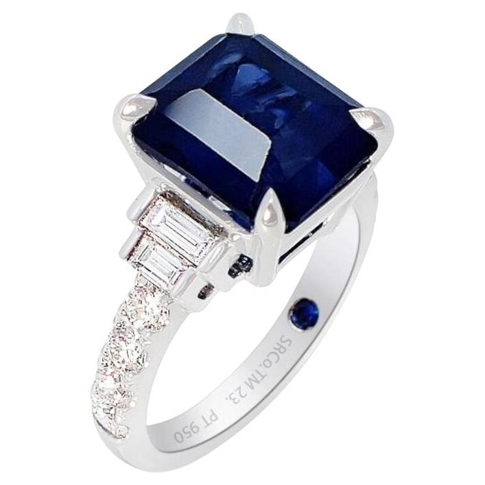 GIA Certified 7.20 ct Platinum Sapphire Ring, Origin Madagascar Asscher Cut For Sale