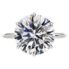 FLAWLESS  GIA Certified 4.43 Carat Round Brilliant Cut Diamond Platinum Ring 