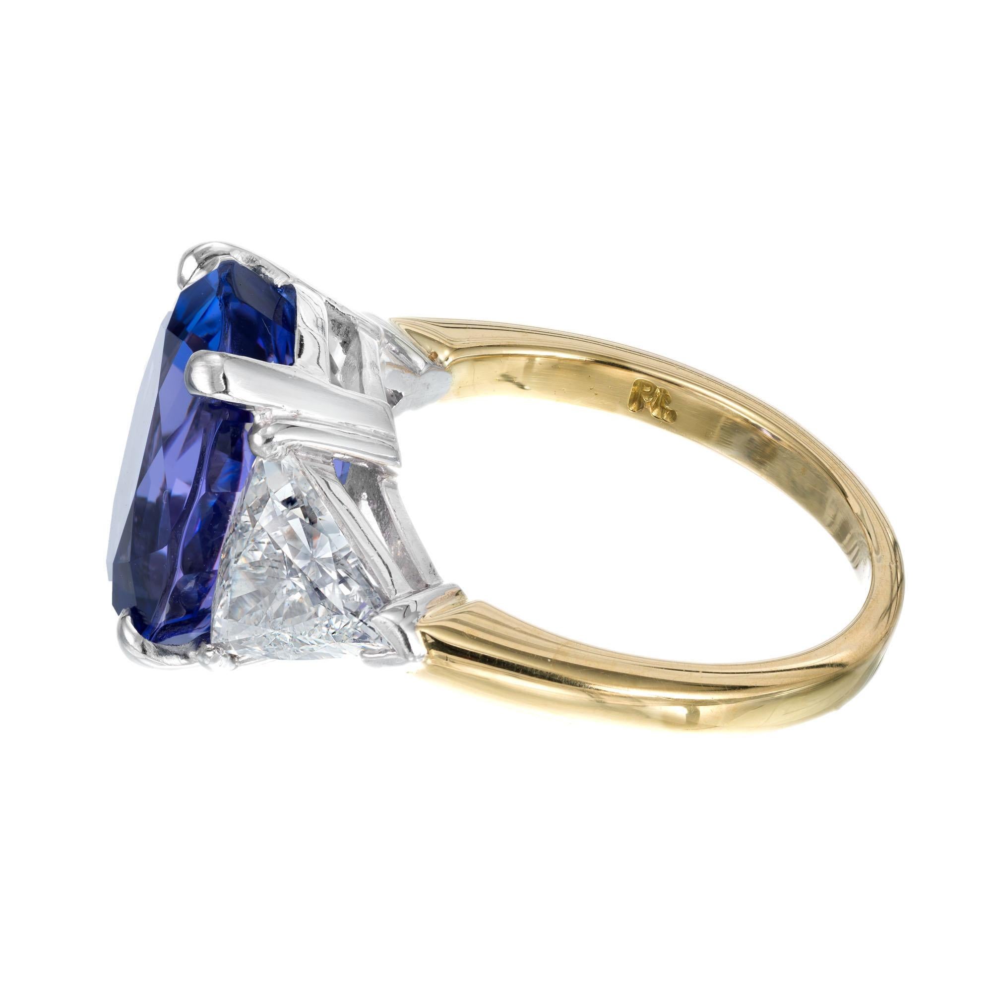 Oval Cut GIA Certified 7.22 Carat Tanzanite Diamond Platinum Engagement Ring For Sale