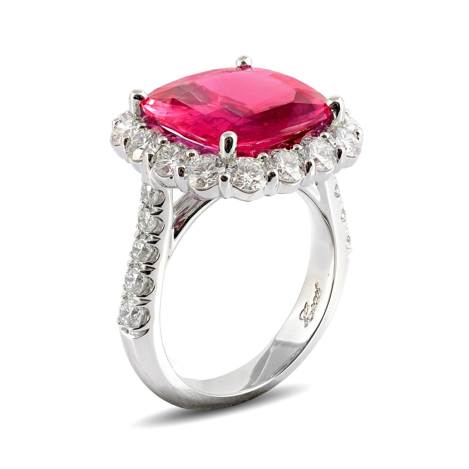 Artisan GIA Certified 7.25 Carat Pink Sapphire Diamond Platinum Ring, Engagement Ring For Sale