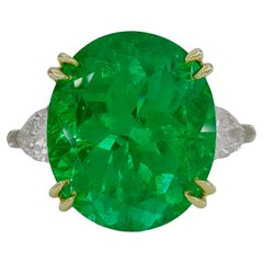 GIA Certified 7.26 Carat COLOMBIAN Emerald Diamond Ring