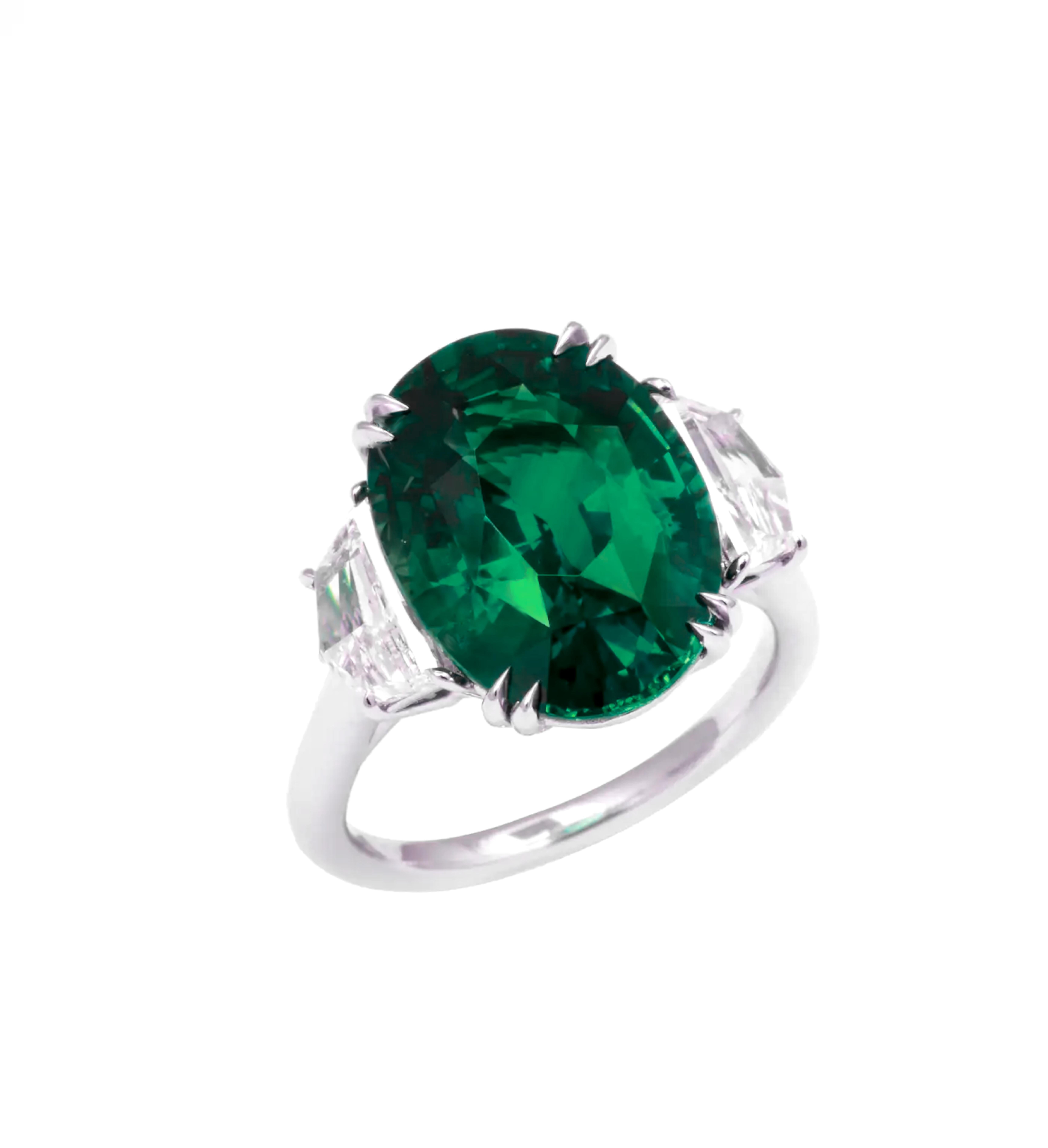 Anillo de platino con diamante esmeralda colombiano MUZO de 7,26 quilates certificado por GIA Contemporáneo en venta