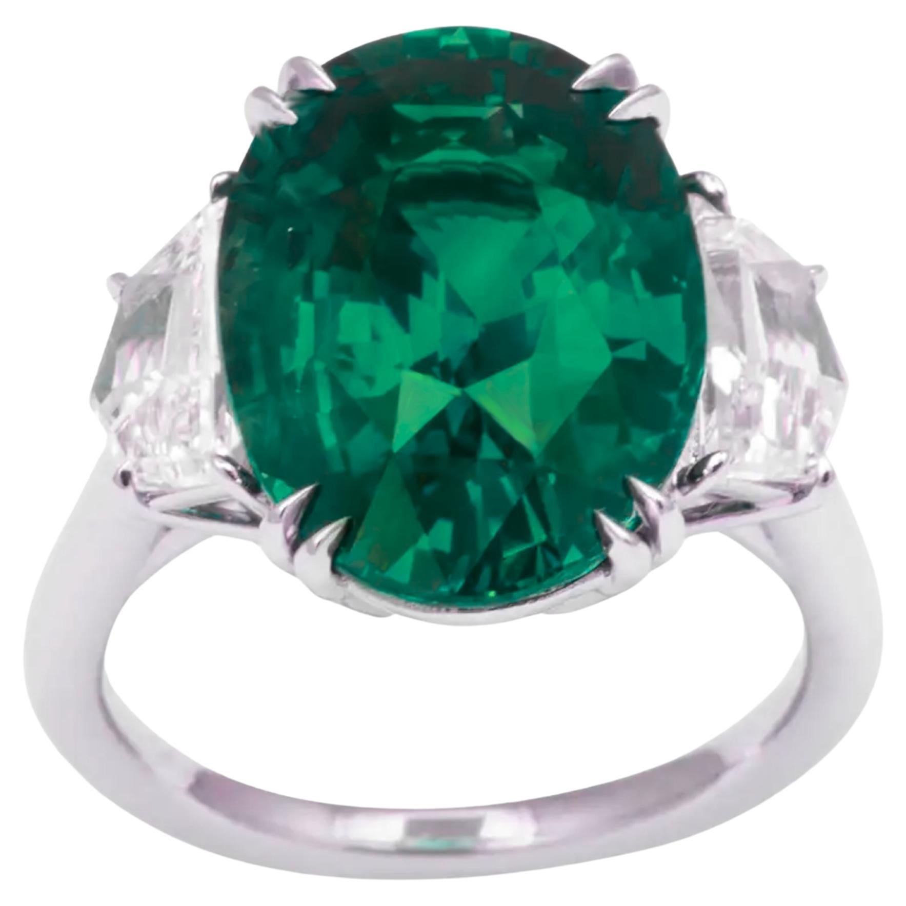 GIA Certified 7.26 Carat MUZO Colombian Emerald Diamond Platinum Ring