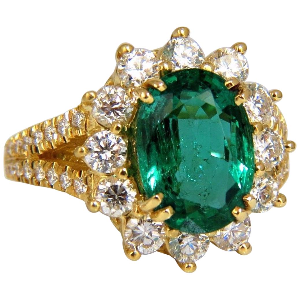 GIA Certified 7.26 Carat Natural Emerald Diamonds Ring 18 Karat "F2" Halo Prime