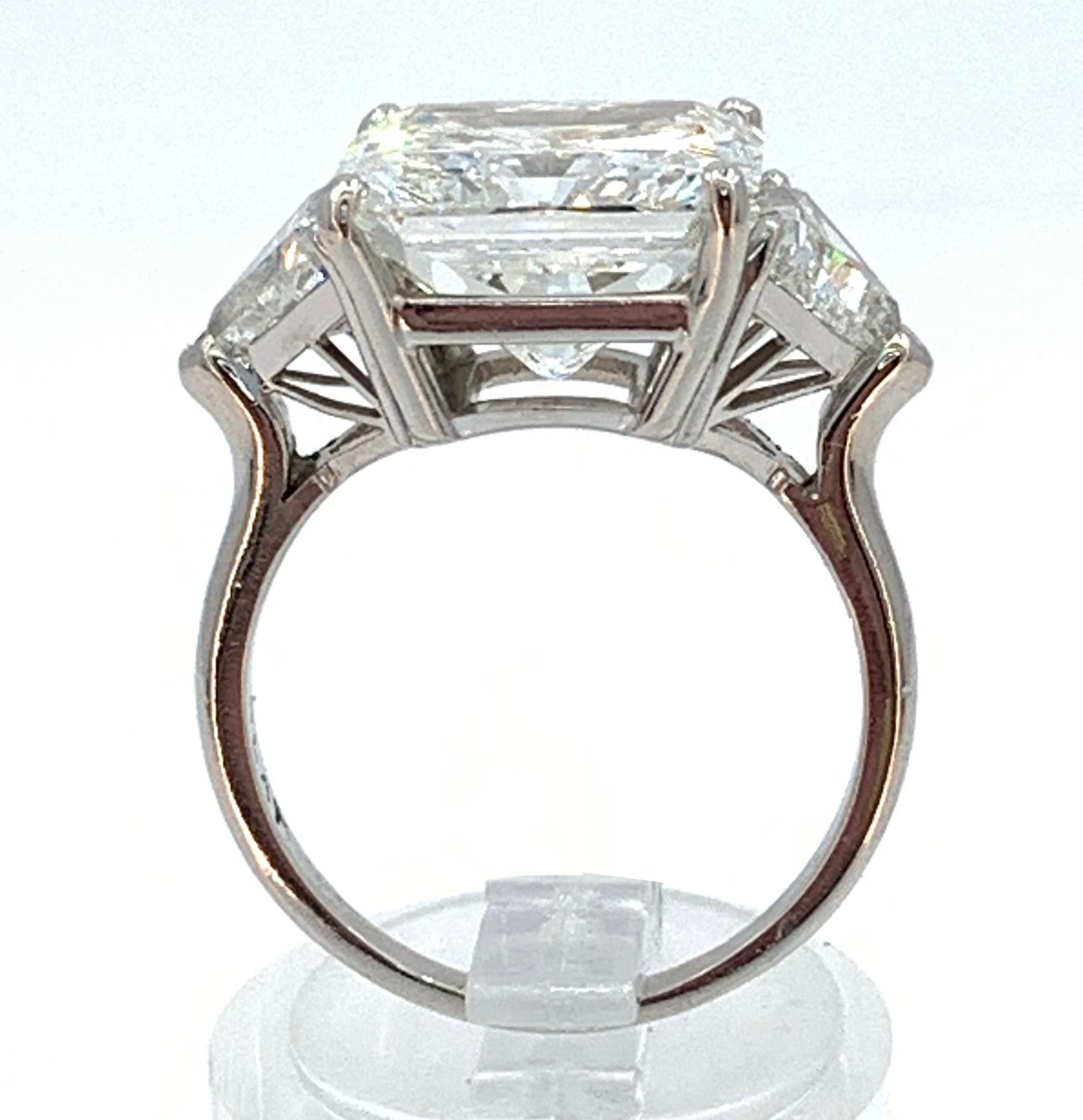 Radiant Cut GIA-Certified 7.27 Carat Radiant-Cut Diamond Ring with 0.75 Carat Side Trillions